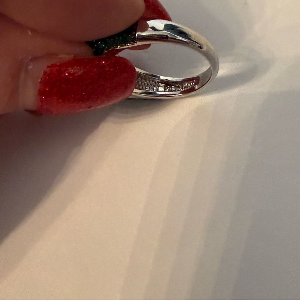PAJ RING SILVER PLATE CUBIC ZIRCONIA STATEMENT CZ GREEN PAVE BLING ICE SIZE 8 - Picture 11 of 11